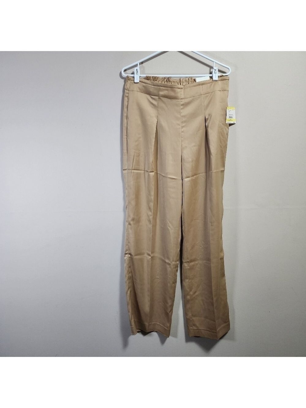 Anne klein high rise wide leg satin pants with pockets size medium color champag